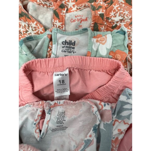 Girl's - 2 Floral Print Outfits, Peach Shorts, Green Floral Shirt -‎ Size 18 M - Picture 8 of 8